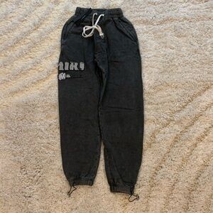 Amiri Sweatpants for Men Grey Distressedd Lettering Logo Men’s Size Large